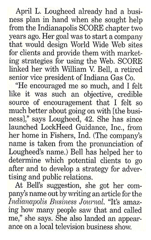 April Lougheed, Nation's Business Magazine, May, 1998